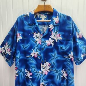 Two Palms Midnight Orchid 100% Rayon Hawaiian Shirt Size 3XL